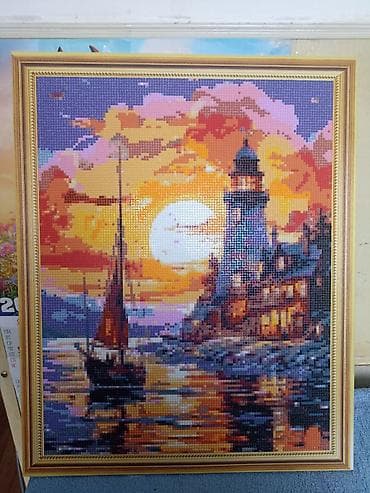 картина на холсте на заказ: Картины алмазной вышивки (набор из 3 работ в рамах) 1) «Мустанги у — 3