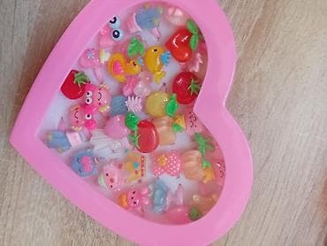 Набор детских колечек в форме сердечка - Яркий подарочный набор в