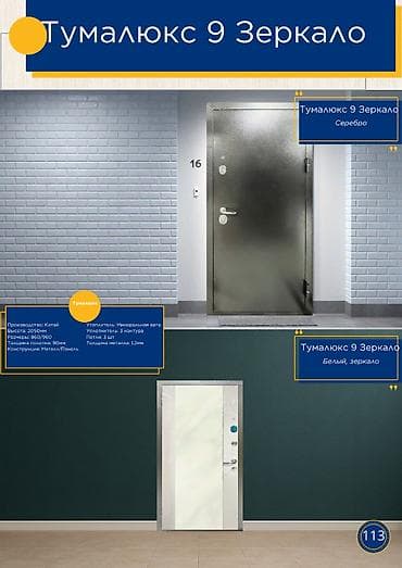 Двери для домов и квартир, Металлическая, Одностворчатая, Китайская, С зеркалом, цвет - Белый