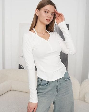 Пляж үчүн кийимдер: Лонгслив, түсү - Ак, Кытай, S — 4