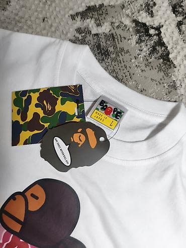 кийим утук: Футболка A Bathing Ape (BAPE) с принтом APE HEAD - Белая футболка с — 3