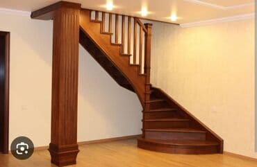 Кургаткычтар: Агач тепкичи Жеке менчик үй үчүн, Акысыз ченөө, Жыгачтын туру: Эмен, Тепкичтин формасы: Көп марштуу, Стиль: Классикалык — 9