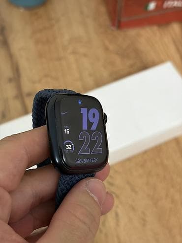 Акылдуу сааттар: Apple Watch 7 41mm Черный алюминиевый корпус, темно‑синий плетёный — 2