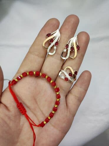 эксклюзивные свадебные пригласительные: Набор украшений, Проба 925, Женские, Новый — 1