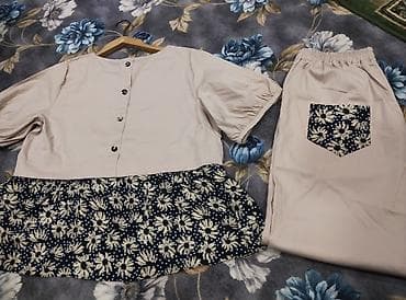 улутук кийим: Женский костюм из двух предметов - Комплект: свободная блуза + брюки — 2