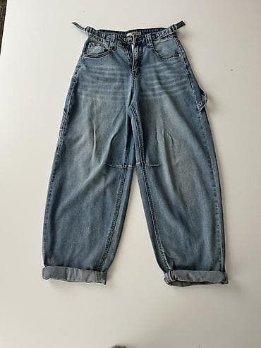 зимние штаны мужские: Джинсы carpenter в стиле workwear, светло-синяя джинса. - Свободный — 1