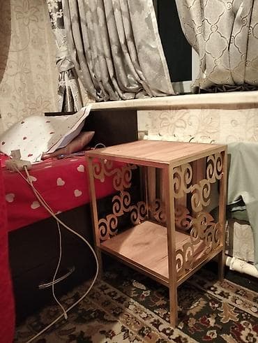 Прикроватная тумба, Без зеркала, цвет - Золотой, Дерево