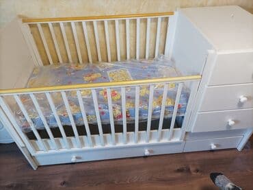 детская кровать бу: Продаю кроватку трансформер в отличном состоянии + матрас — 1