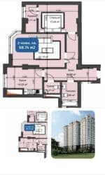 продаю или меняю на квартиру недвижимость: 2 комнаты, 69 м², Элитка, 13 этаж, ПСО (под самоотделку) — 1