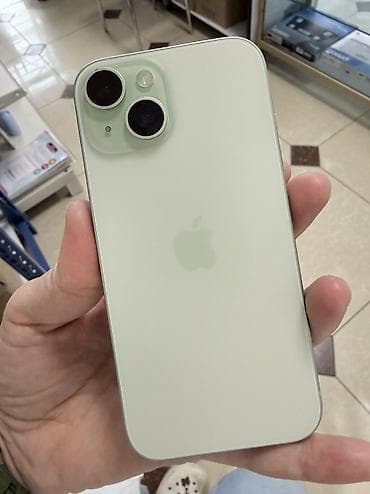 IPhone 15, Б/у, 128 ГБ, Зеленый, Чехол, 86 %
