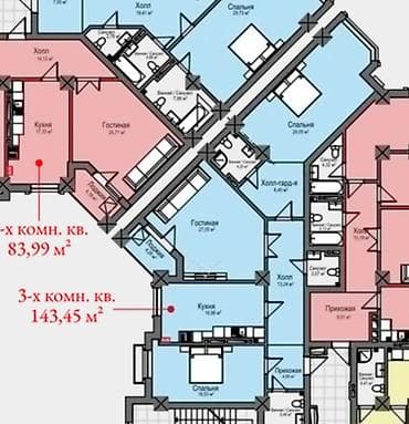 3 комнаты, 143 м², Элитка, 9 этаж, Готовая ПСО (под самоотделку)