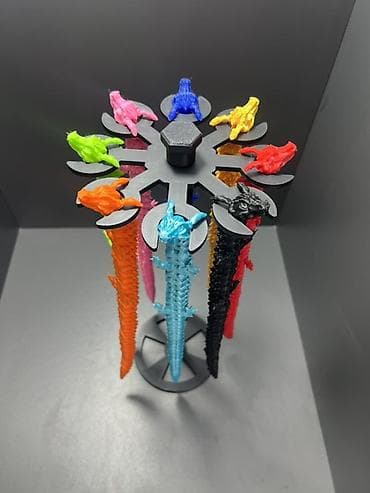 Брелоки: Гибкие 3D‑печатные драконы/антистресс - Комплект ярких фигурок — 1