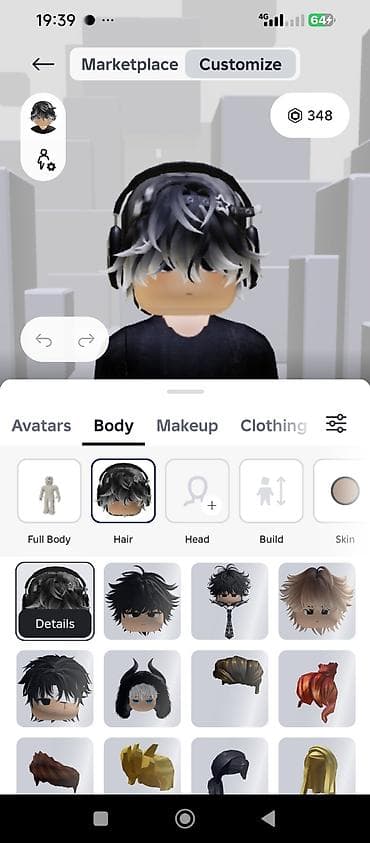 Эмо-аватар для Roblox с полным образом Состав: - Прическа: объемные