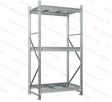 Стеллаж MS Pro Z 2000х900х600 (3 яруса с секционным сетчатым настилом)