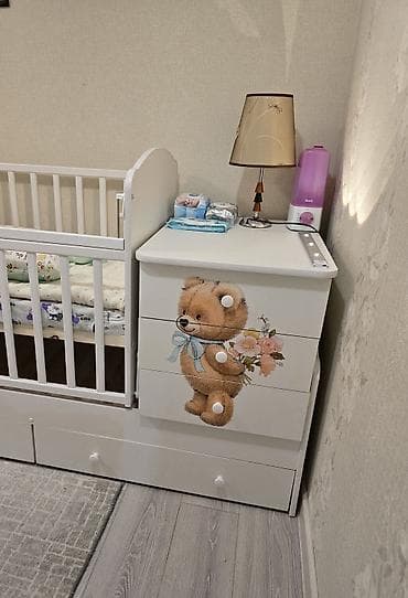 шизлонг детский: Детский комплект: Манеж белого цвета кроватка-трансформер с — 2