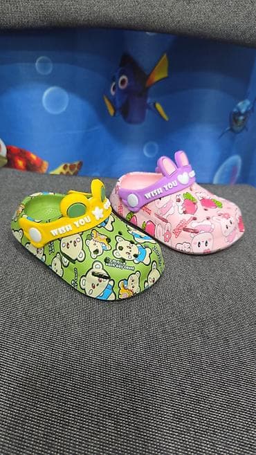 Детские сабо/кроксы с яркими принтами - Модели: зелёные с мишками и