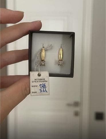 100 кожа: Серьги желтое золото 585’ вставка бриллианты Италия s 350 — 7