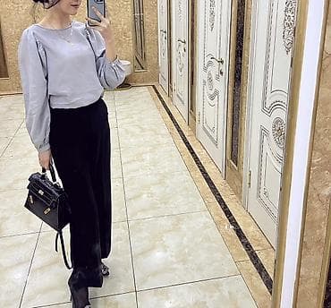 тройка одежда женская: Блузка женская с длинными рукавами + широкие брюки — 1