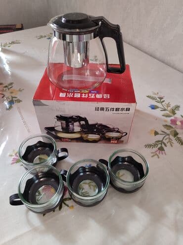 кофейный набор: Набор для чаепития из жаропрочного стекла. 1) Прозрачный стеклянный — 5