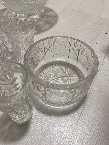 набор для перемещения мебели: Набор из прозрачного резного стекла/хрусталя с классическим гранёным — 8