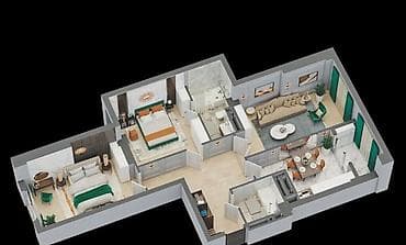 верхний токолдош: 3 комнаты, 90 м², Элитка, 3 этаж, Готовая ПСО (под самоотделку) — 3