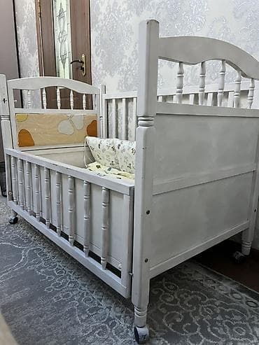 хадунки детские: Детская кроватка - Материал: массив/дерево, окрашено в белый цвет. - — 5
