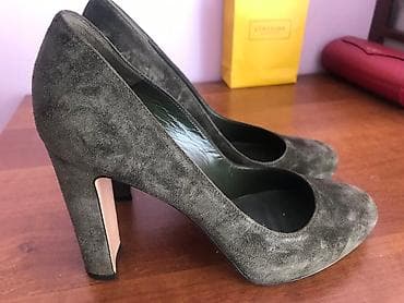 Туфли: Темно-зелёные,замша.Италия.В отличном состоянии — 1