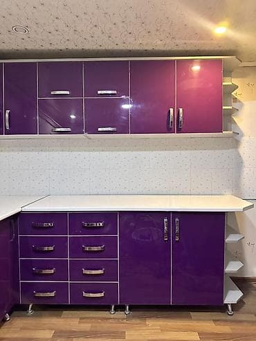 бу уголок кухонный: Кухонный гарнитур угловой, глянцевый, фиолетовый - Планировка — 1