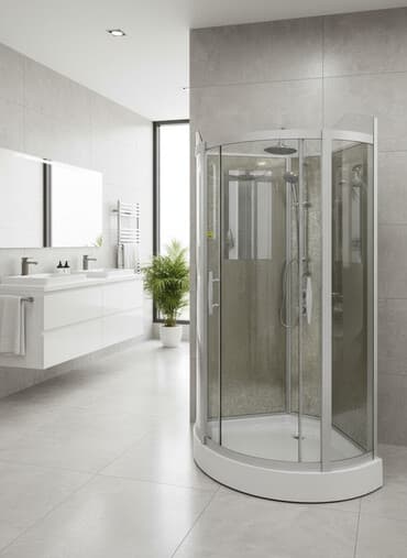 аквариум с тумбой: Душевая кабина Круглая, Размер: 90 x 90 см, Высота поддона: 215 см,Покрытие: Прозрачный — 1