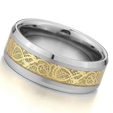 металлические пистолеты: Стильное мужское кольцо из медицинской стали с изысканным золотым — 1