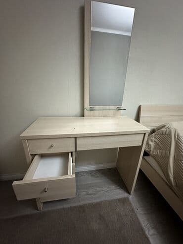 мебель рома: Спальный гарнитур, Б/у, Трюмо, Двуспальная кровать, Комод, ДСП, Самовывоз, цвет - Бежевый — 8