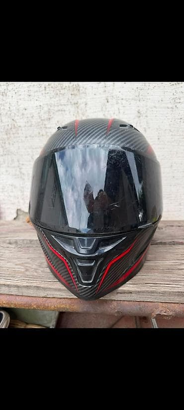 Шлем интегральный AGV (дизайн карбон под “carbon” с красными