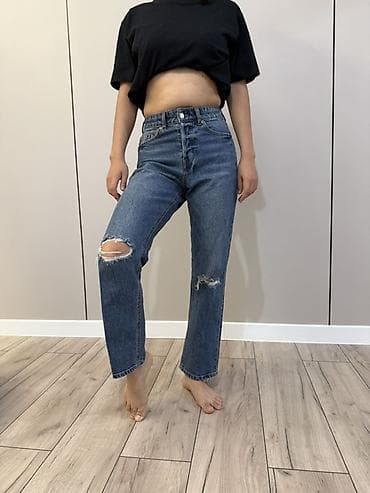 чиносы hm: Джинсы, Прямые, H&M, Высокая талия, XS — 1