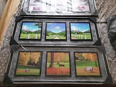 Картины Триплекс,Волна,Чиканка с рамкой из натурального