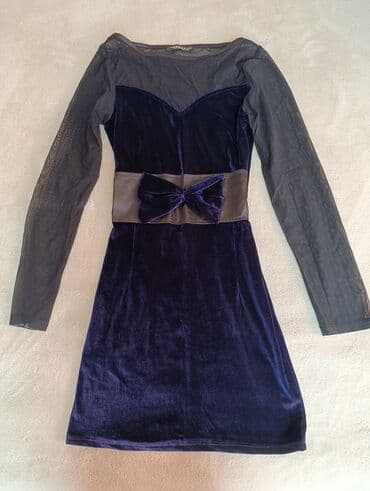 платье в горошек с длинным рукавом: Комплект из 3 женских платьев с длинным рукавом. 1) Темно‑синее — 3