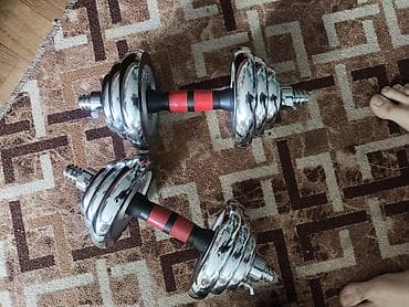 комплект гантель: Набор разборных гантелей/штанги Chrome Dumbbell Set 20 kg в кейсе — 1