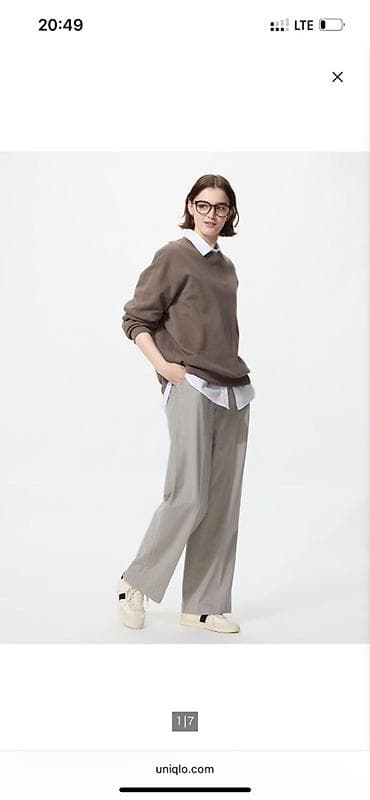 Широкие классические брюки Uniqlo - Фасон: прямые, свободные, с