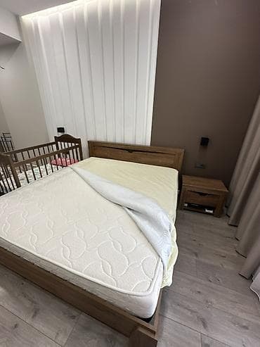 sofa bed: Двуспальная кровать из массива/ЛДСП под дерево с высоким изголовьем + — 2