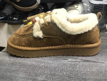 удобная обувь: Тёплые замшевые полуботинки/мокасины с меховой отделкой - Верх — 1