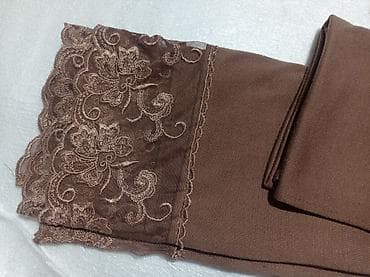 Коричневый тёплый шарф - Цвет: шоколадный - Дизайн: широкая кружевная