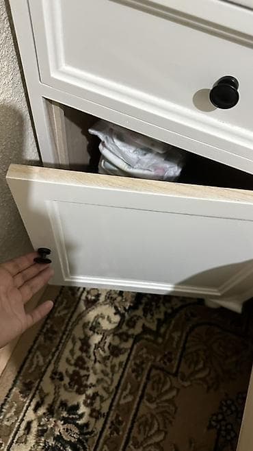 банкетка со спинкой: Прикроватная тумба, Без зеркала, цвет - Белый, МДФ — 4