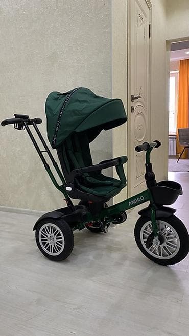 берн машина: Детский трёхколёсный велосипед-коляска AMICO, зелёный. Особенности: - — 7