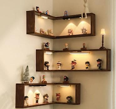 Текстиль: Углавой настенный стеллаж, 20 см #угловойстеллаж — 1