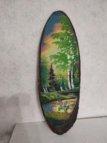 карта мира из дерева: Картина, пано на срезе дерева, каменная крошка, на стену, можно в — 1