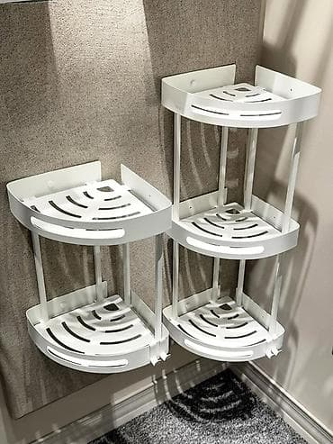 уголки для полок: Угловая двухъярусная полка для ванной комнаты. - Тип: настенная — 4