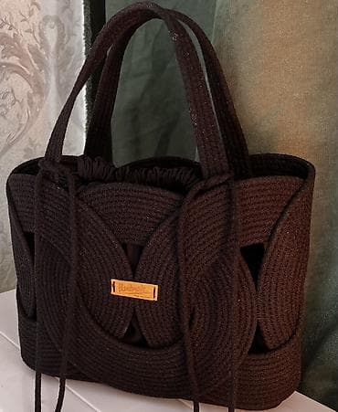 Наручные часы: Сумка ручная работа из полиэфирного шнура 5 мм ширина 38 высота 24 — 3