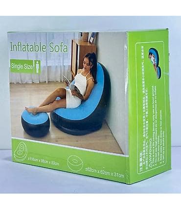 чехол на стулья: Надувное Кресло С Пуфиком Для Отдыха Inflatable Sofa Надувное — 3