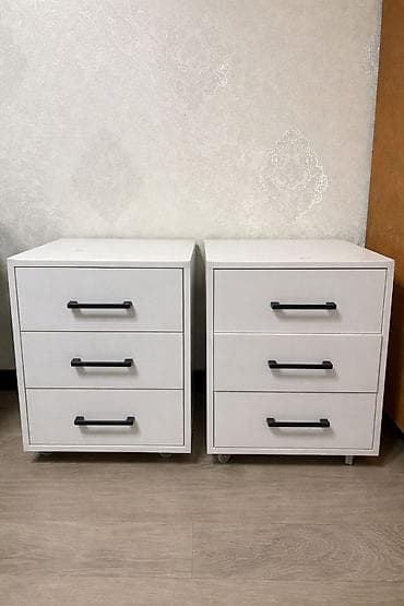 Прикроватная тумба, Новый, Без зеркала, цвет - Белый, ЛДСП