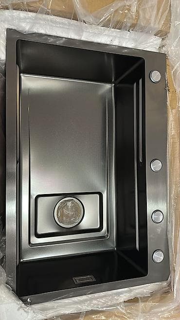 смисители: Кухонная мойка с комплектом аксессуаров, размер 68×46 см — 2