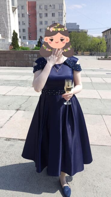 вечерние платья для полных женщин из шифона: Вечернее платье миди из плотного атласного сатина, королевский темно — 1